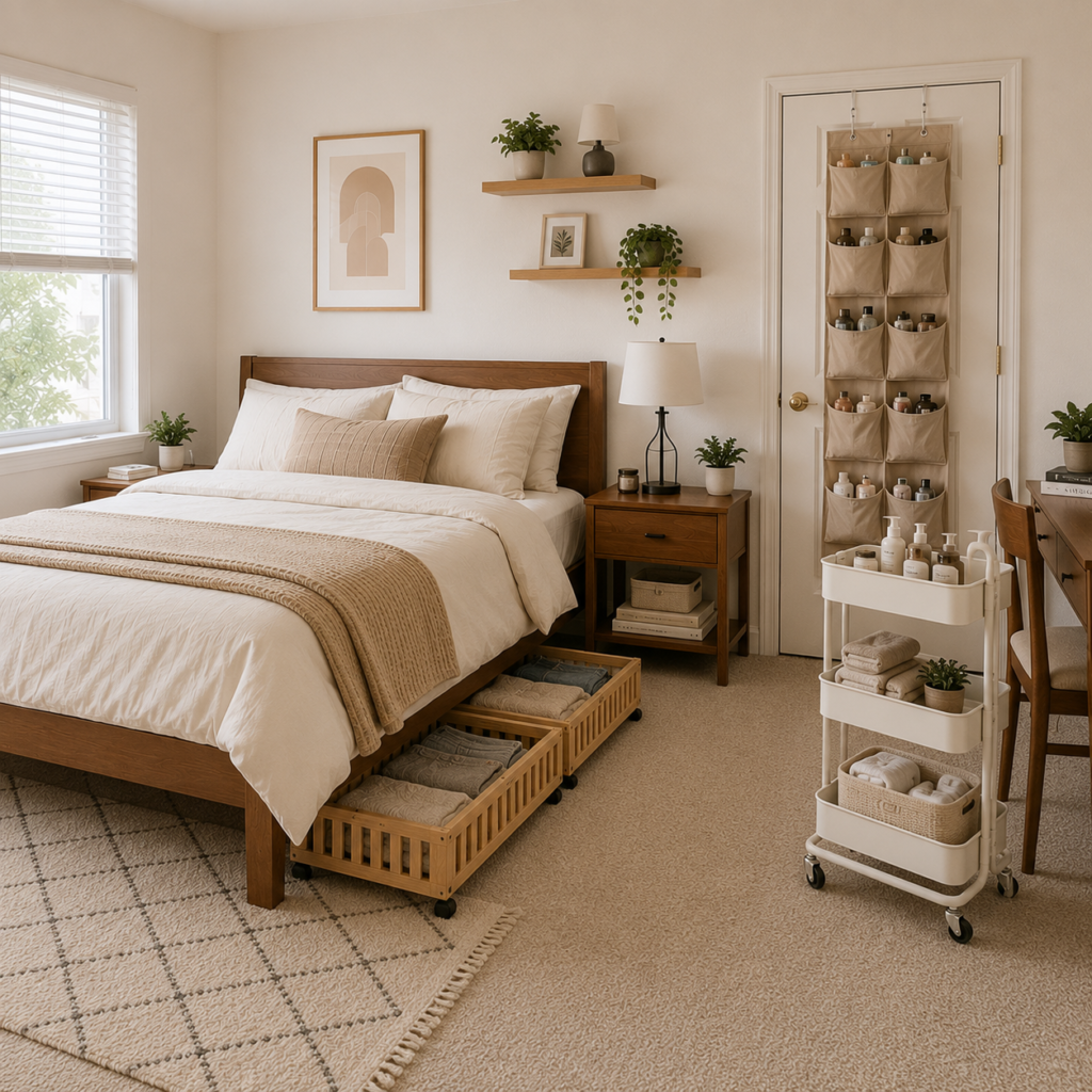 Small Bedroom Makeover: 6 Smart Storage Solutions That Make a Big Difference 3 Organized small bedroom makeover featuring space-saving storage solutions