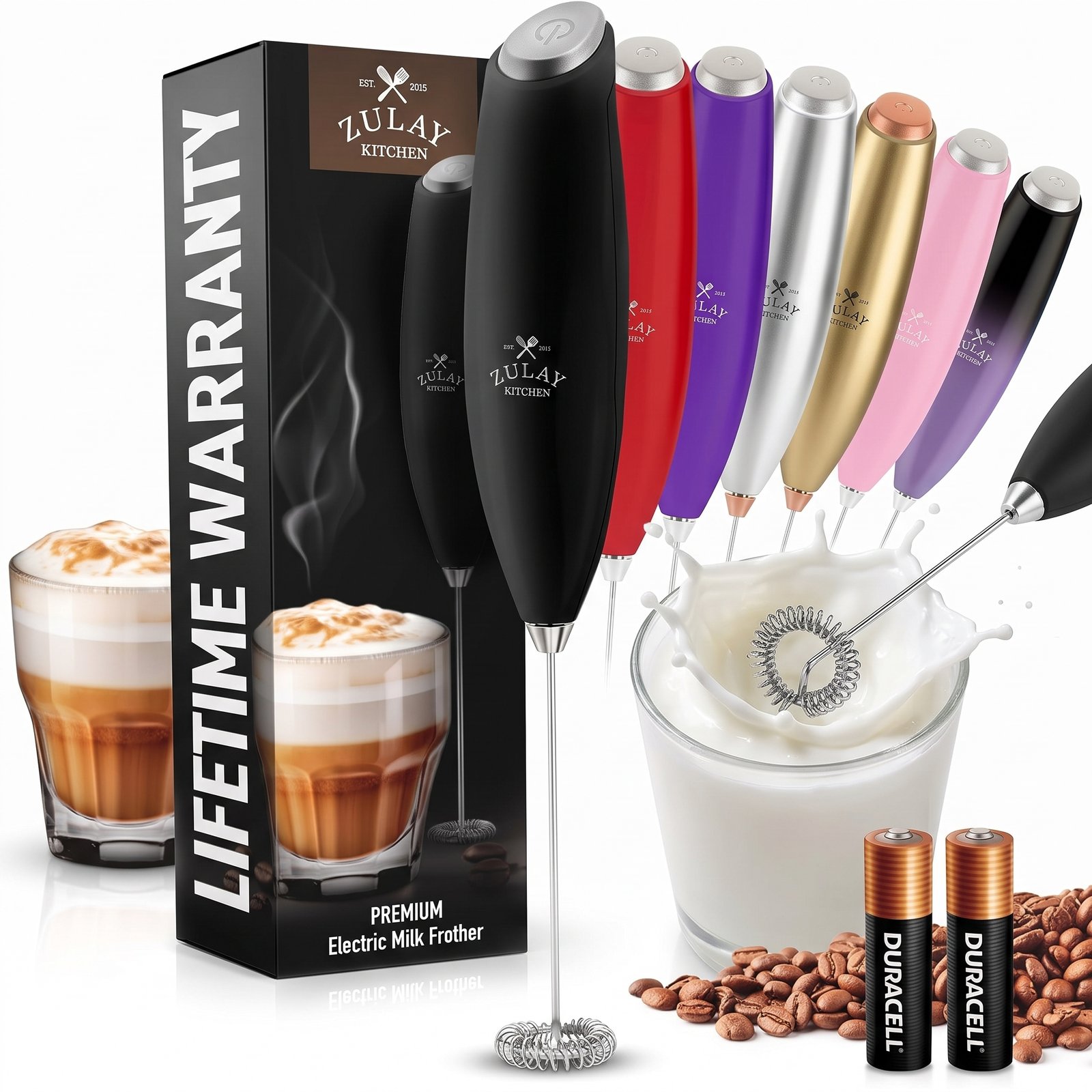Zulay Kitchen Milk Frother Handheld