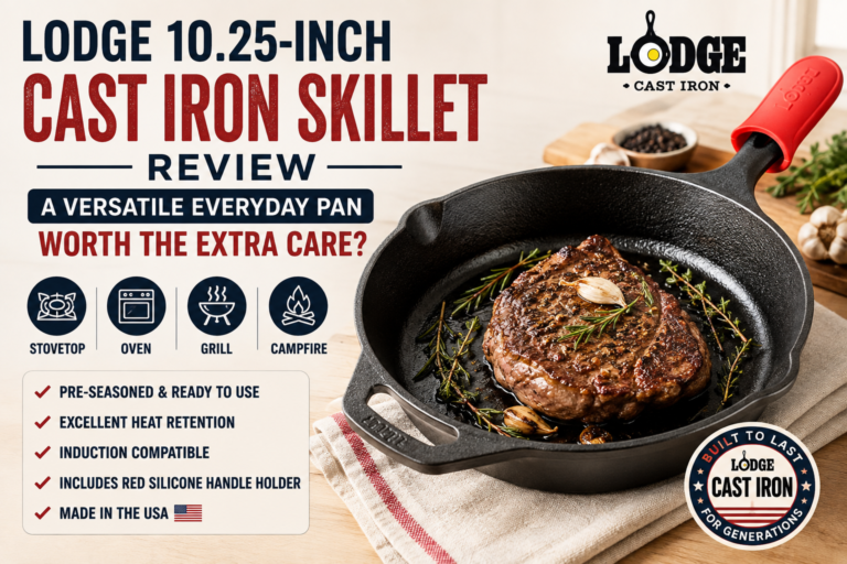 Lodge 10.25-Inch Cast Iron Skillet Review: A Versatile Everyday Pan Worth the Extra Care? 1 lodge 10 25 inch cast iron skillet review NookShift